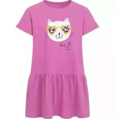 Sukienka z krótki rękawem dla dziewczynk Podobne : Różowa, dziewczęca koszulka z kolorowym nadrukiem T-READY JUNIOR - 27284