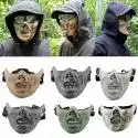 Suning Scary Zombie Skull Masks Skeleton Half Face Cover Military Hunt Halloween Costume Props Cosplay Decor Szary biały