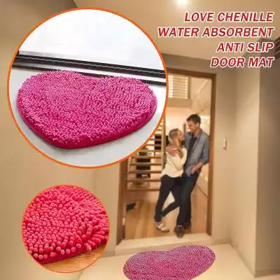 Chenille Heart Shaped Door Mat Łazienka Toaleta Salon Wielokolorowy#!!#Funkcja:#!!#Superabsorbent i łatwy do wyschnięcia,  blaknięcia ...