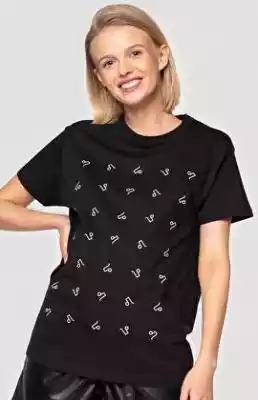 T-shirt w monogram (czarny) Podobne : Damski t-shirt z krótkim rękawem, z zebrą w okularach sercach, biały - 29348