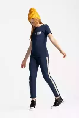 Granatowa koszulka dziewczęca z bawełny  Podobne : Biała-KOSZULKA-T-SHINNI-JUNIOR - 26717