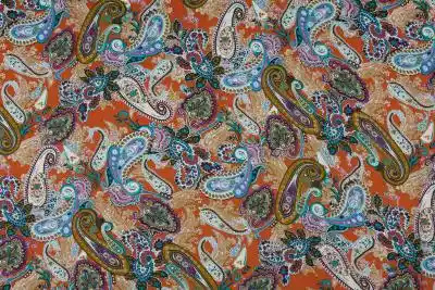 Tkanina Wiskoza - Paisley Pomarańczowy Podobne : Tkanina Wiskoza - kwiaty o intensywnej barwie w beżu - 49757