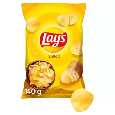 Lay'sChrupiące chipsy Lay's powstają z wyselekcjonowanych ziemniaków,  które kroimy w plastry,  smażymy i pysznie przyprawiamy.Każdy dzień smakuje lepiej z Lay's!}Chipsy ziemniaczane solone.