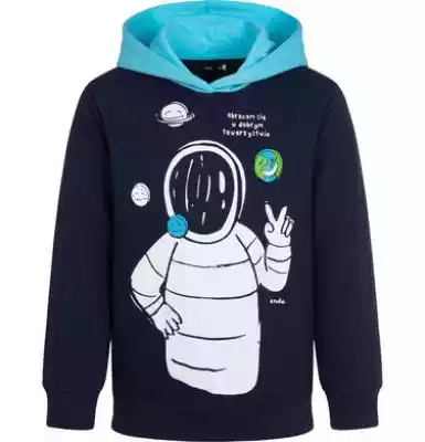 Bluza z kapturem dla chłopca,  z kosmonautą,  granatowa,  3-8 lat