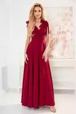 405-1 ELENA Długa suknia z dekoltem i wi Sukienki