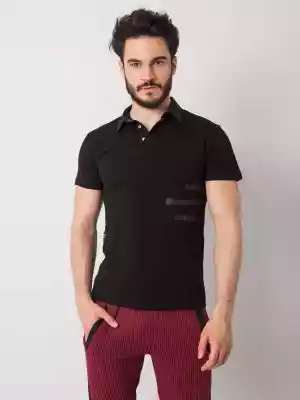 Bluzka koszulka polo męska czarny Podobne : Męska gładka koszulka T-BASIC plus size - 27535