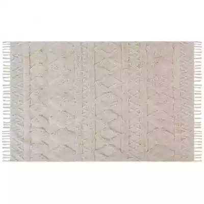 ﻿ Dywan bawełniany 140 x 200 cm beżowy DIDIM Odśwież swoje wnętrze interesującym dywanem,  który nie tylko będzie chronił twoją podłogę,  ale jednocześnie zapewni miękkie podłoże dla twoich stóp. Minimalistyczna kolorystyka połączona z geometrycznym wzorem tworzy dodatek pasujący do każdeg