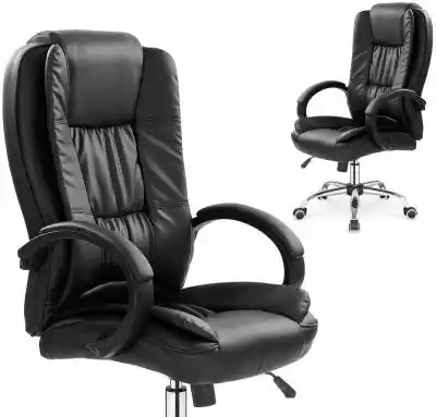 Fotel Relax Czarny Biurowy Obrotowy do B Podobne : Wygodny fotel do biurka obrotowy z ekoskóry beżowy VIATI - 164048