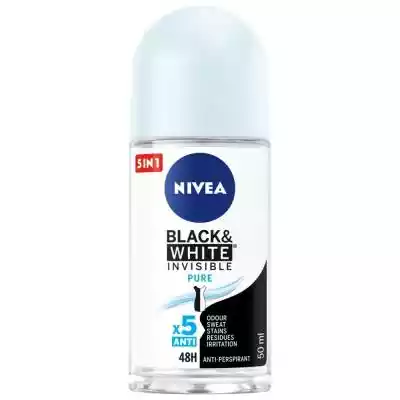         NIVEA                NIVEA Black&White Invisible Pure Antyperspirant to produkt,  który zapewni Ci skuteczną i niezawodną ochronę przed poceniem się,  bez ryzyka pobrudzenia Twoich ulubionych ubrań. Zapewnia ochronę 5w1 i chroni przed nieprzyjemnym zapachem,  poceniem,  żółtymi pla