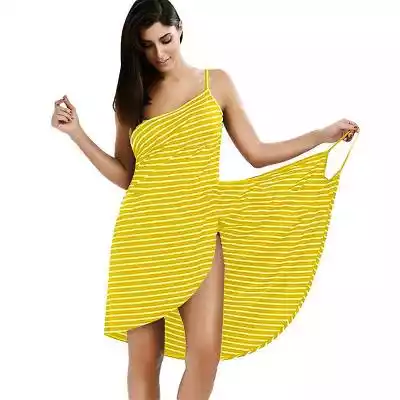 Le Contente Striped Backless Cover Up Dr Podobne : Le Contente Striped Backless Cover Up Dress Women Beachwear Stroje kąpielowe Sukienka Żółte paski XL - 2729372