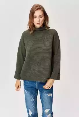 Sweter z prążkowanej dzianiny Podobne : Tkanina Wiskoza - kwiaty o intensywnej barwie w beżu - 49757