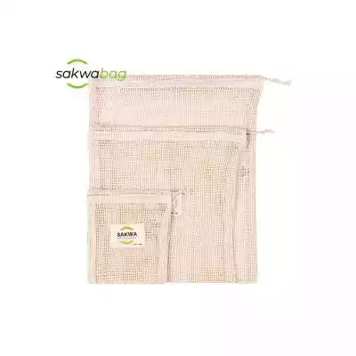 Wielorazowe woreczki Sakwabag wykonane w 100% z certyfikowanej bawełny organicznej (GOTS). Zestaw podstawowy mix,  3 worki. Na rozpoczęcie przygody z wielorazowymi workami różnej wielkości.Produkt jest przyjazną dla środowiska alternatywą dla jednorazowych opakowań plastikowych.