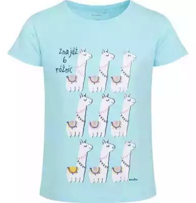 T-shirt z krótkim rękawem dla dziewczynki,  w lamy,  niebieski,  2-8 lat