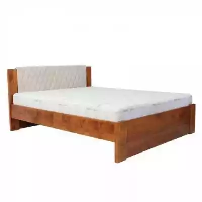 Drewniane łóżko Malmo Ekodom olchowe z tapicerowanym wezgłowiem.