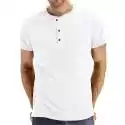 Mssugar Męska Letnia Koszula Henley Patchwork T-shirt z krótkim rękawem Casual Tee Top Biały S