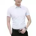 Mssugar Męski koszula z krótkim rękawem Zapinana na guziki Bluzka biznesowa Praca Slim Fit Sukienka Koszula Biały M