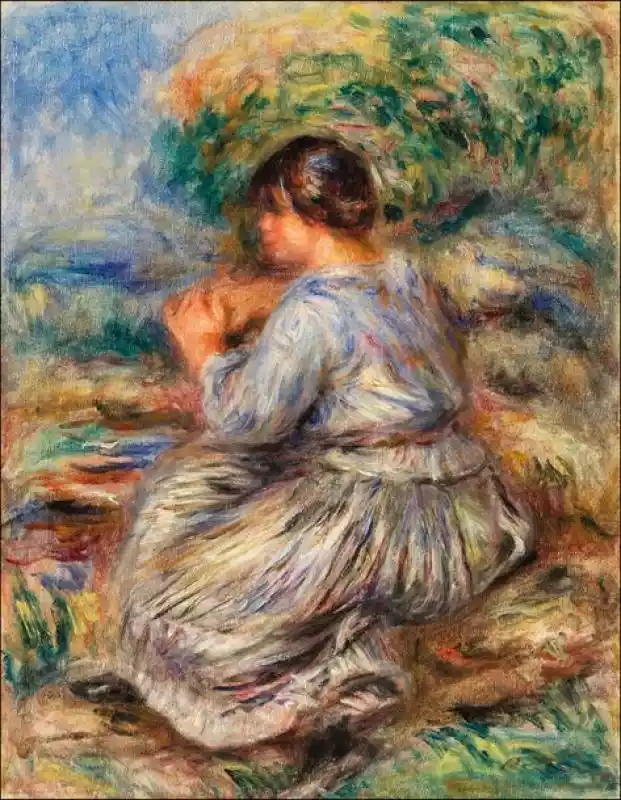Girl Seated in a Landscape, Pierre-Auguste Renoir  ceny i opinie
