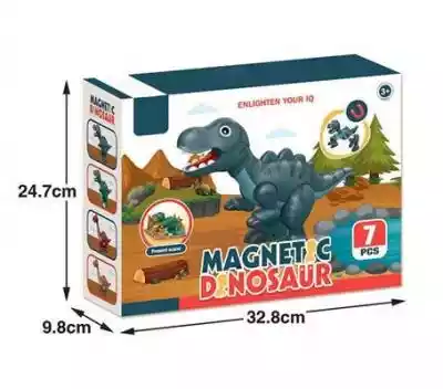 Klocki magnetyczne - dinozaur,  składający się z 7 elementów. Zabawka nie jest przeznaczona dla dzieci poniżej 3 roku życia.
