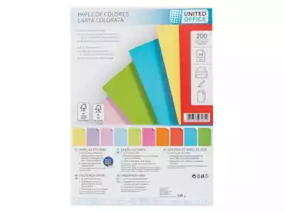 UNITED OFFICE Papier kolorowy A4,  200 szt.Opis produktu	10 różnych kolorów	nadaje się do drukarek atramentowych i laserowych oraz kopiarek	nadaje się jako papier do majsterkowania	zawartość może nieznacznie różnić się kolorem od zdjęcia	200 arkuszy	format A4	80 g