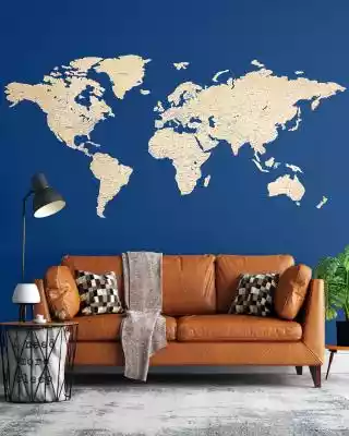 Drewniana mapa świata Premium z rzekami  Drewniane mapy Świata