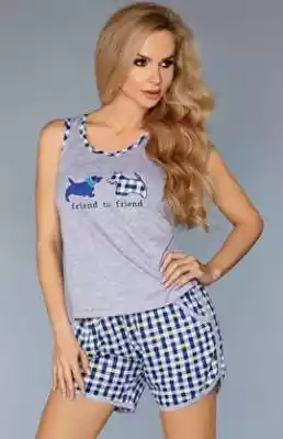Piżama damska 720 BLUE koszulka na ramią Podobne : Koszulka damska ze świecącymi dżetami T-ZARI plus size - 26830