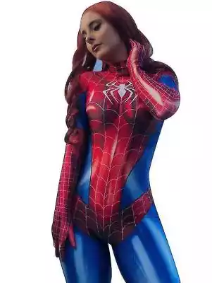 Suning Damski kostium cosplayowy Spiderm Podobne : Suning Damski kostium cosplayowy Spidermana, kombinezon halloweenowy czerwony niebieski XL - 2712611