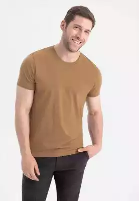 Męska beżowa koszulka T-BASIC linie