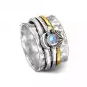 Mssugar 2 europejskie i amerykańskie kreatywne proste dwukolorowe pierścienie z kamienia księżycowego Obrotowy pierścień dekompresyjny Kobiecy pier...