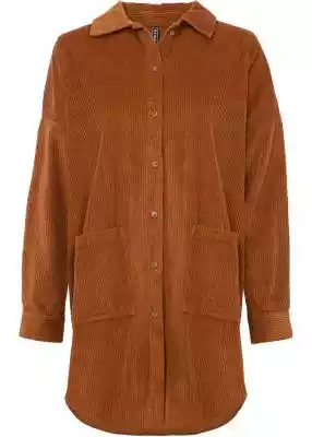 Bluzka koszulowa oversized sztruksowa Podobne : Luźna bluzka koszulowa z wiązaniem przy szyi w print zwierzęcy M586/36 (czarny-wzór) - 125322