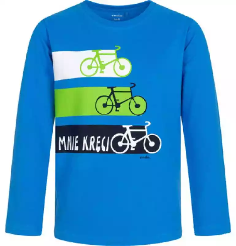 T-shirt z długim rękawem dla chłopca, z rowerami, niebieski, 2-8 lat Endo ceny i opinie