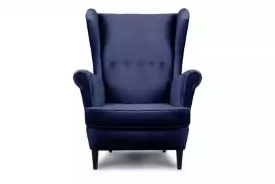 Welurowy fotel uszak granatowy LETO Podobne : Fotel obrotowy welurowy biały NOLO - 166712