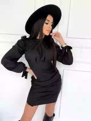 Sukienka czarna elegancka na długi rękaw Podobne : Sukienka elegancka czarna z półgolfem i rozkloszowanym dołem elastyczna Fancy - 24305