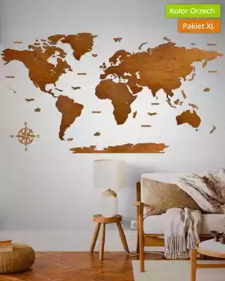 Drewniana Mapa Świata Classic z podpisam Drewniane mapy Świata