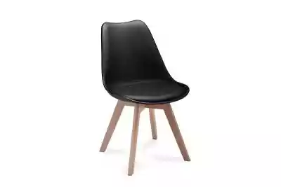 Proste plastikowe krzesło na drewnianym stelażu czarne BESO