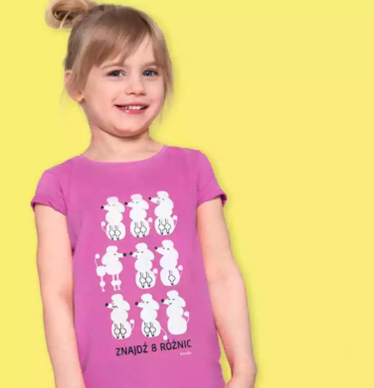 T-shirt z krótkim rękawem dla dziewczynki, z pudlem, różowy, 9-13 lat Endo ceny i opinie