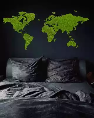 Mapa świata z mchu chrobotka - zielona m ukaze