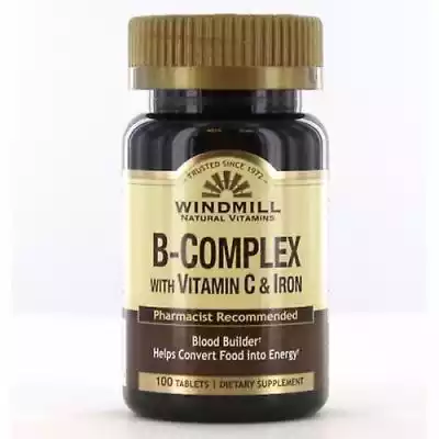 Windmill Health Vitamin B Complex z żelazem,  100 tabletek (opakowanie 2)