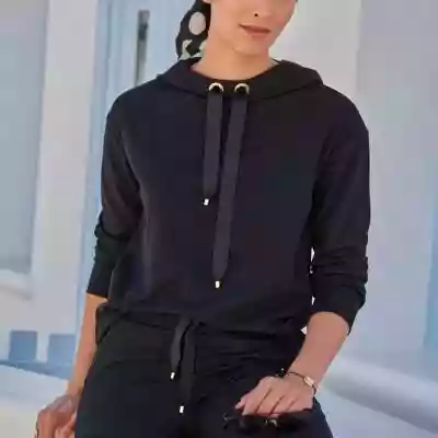 Bluza dresowa z kapturem czarna z wiskoz
