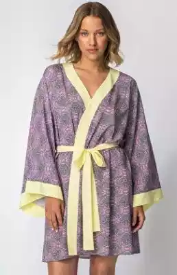 LA107/2 Szlafrok kimono (różowy-wzór) Podobne : A318 Sweter kimono (camel) - 127015