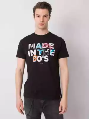 T-shirt T-shirt męski czarny Podobne : Męski t-shirt z napisem zakręcony, granatowy - 29966