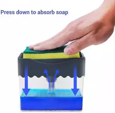 Łatwy do czyszczenia - jednoręczny dozownik mydła i uchwyt gąbki,  dociśnij w dół,  aby dozować odpowiednią ilość mydła do naczyń na gąbce .^#!...
