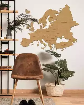 Drewniana Mapa Europy 150x120cm Dąb