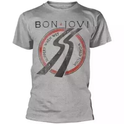 T-shirty z krótkim rękawem Phd  Bon Jovi Slippery When Wet Tour podkoszulek  Szary Dostępny w rozmiarach dla kobiet. EU S.