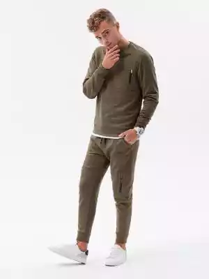 Komplet męski dresowy bluza + spodnie - oliwkowy V1 Z53
 -                                    XL