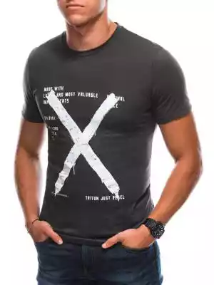 T-shirt męski z nadrukiem 1728S - grafit Podobne : Lekki, grafitowy sweter męski S-STAN - 26731