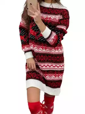 Mssugar Kobiety Świąteczna sukienka swet Podobne : Sukienka V Long Pink - 12051