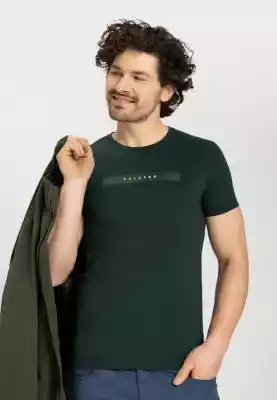 Zielona koszulka męska z nadrukiem T-STR Podobne : Zielona bawełniana koszulka męska gładka T-BASIC duże rozmiary - 27463