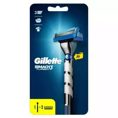         Gillette                Maszynka do golenia dla mężczyzn Gillette Mach3 Turbo została zaprojektowana z myślą o precyzyjnym,  klasycznym goleniu,  któremu możesz zaufać. Posiada ergonomiczną rączkę o ruchomości 3D,  która dopasowuje się do konturów twarzy,  umożliwiając precyzyjne i