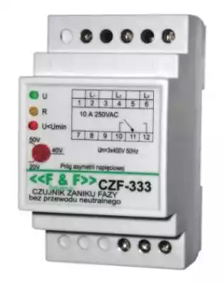 Przekaźnik zaniku faz F&F CZF-333 10A 1NO/NC bez przewodu N opóźnienie 4s asymetria 20-50V na szynę DIN