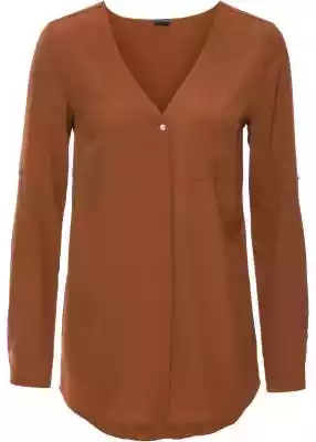 Bluzka z długim rękawem Podobne : Bluzka z długim rękawem z wiskozy brązowa - sklep z odzieżą damską More'moi - 2515
